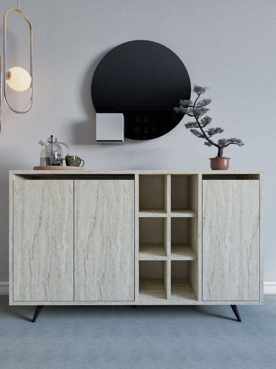 Consola, Hanah Home, Seria, 140x86x40 cm, Travertin - imagine 6